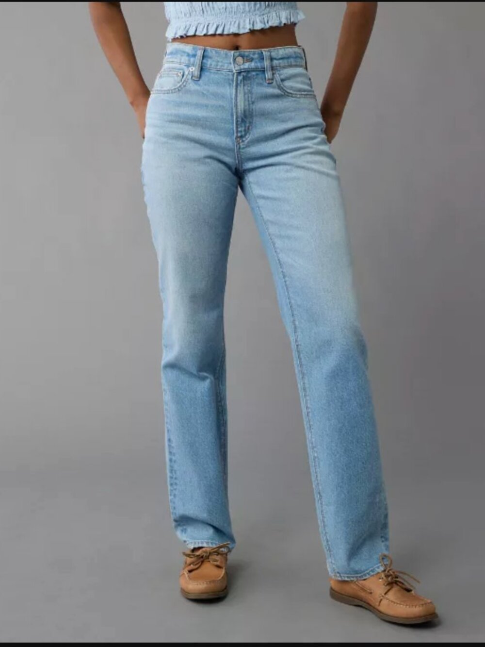 American Eagle AE Stretch Super High-Waisted Straight Jean Women size 6 Regular - Picture 3 of 16